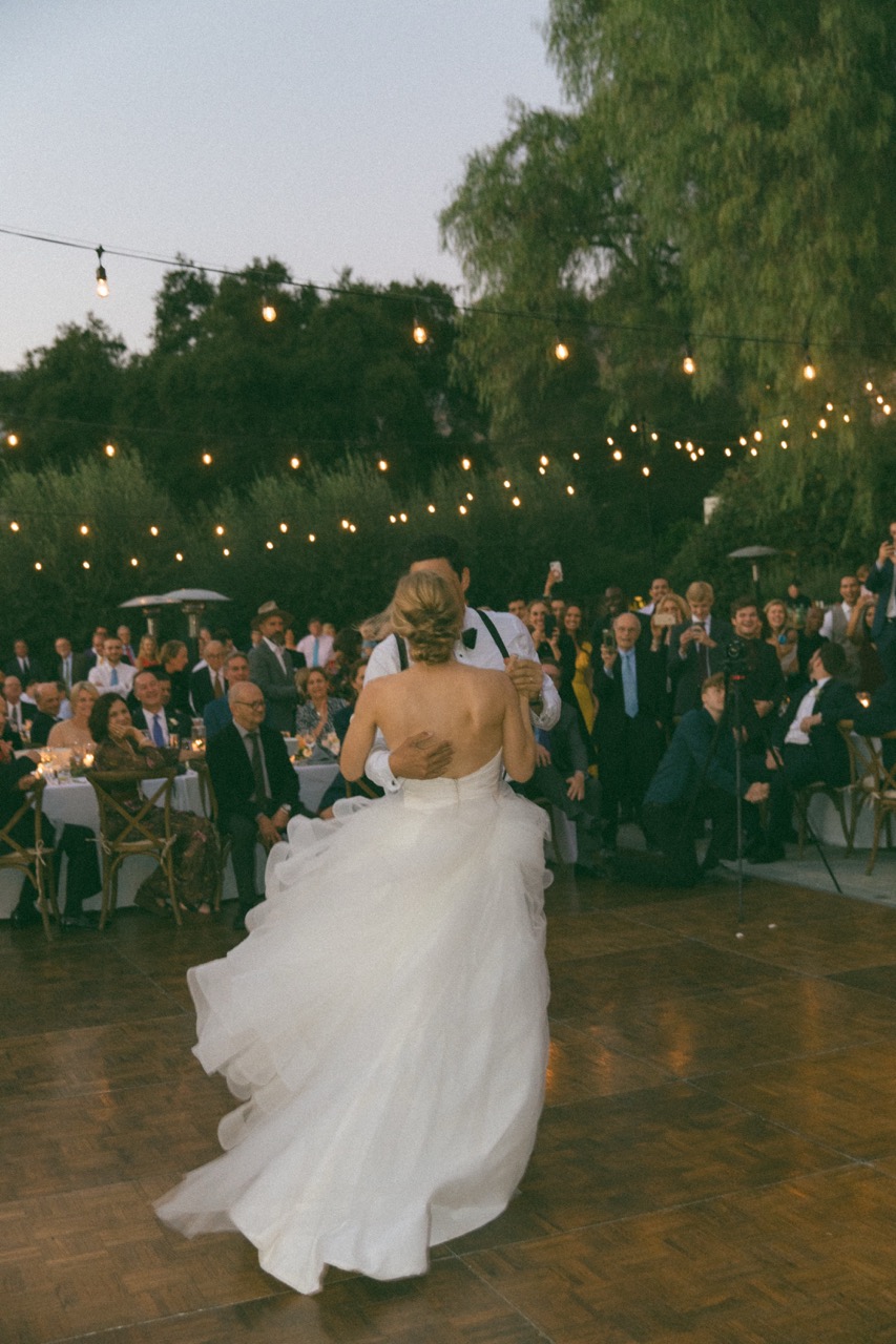 First dance under string lights