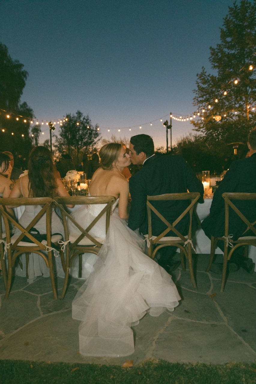 Couple at dinner table at dusk