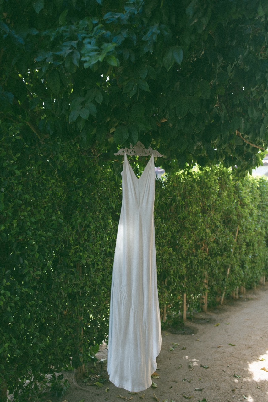 Dress hanging in garden