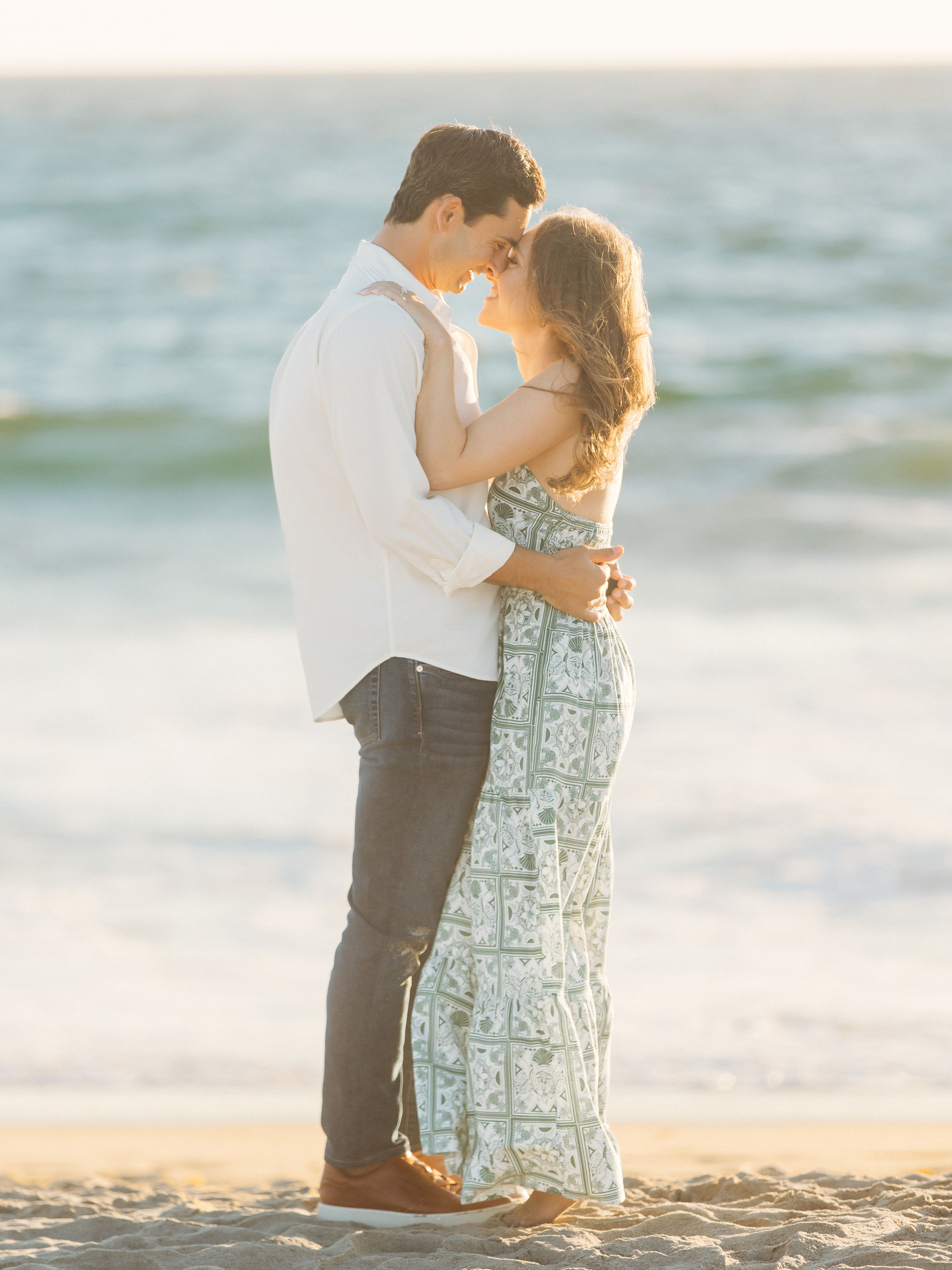 Newly engaged couple candid moment